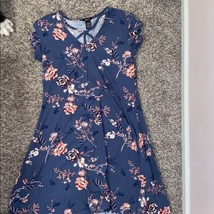 pink flower dress blue base